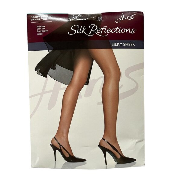 Hanes Silk Reflections Silky Sheer Control Top Pantyhose Style 717 CD Town Taupe - Picture 1 of 7